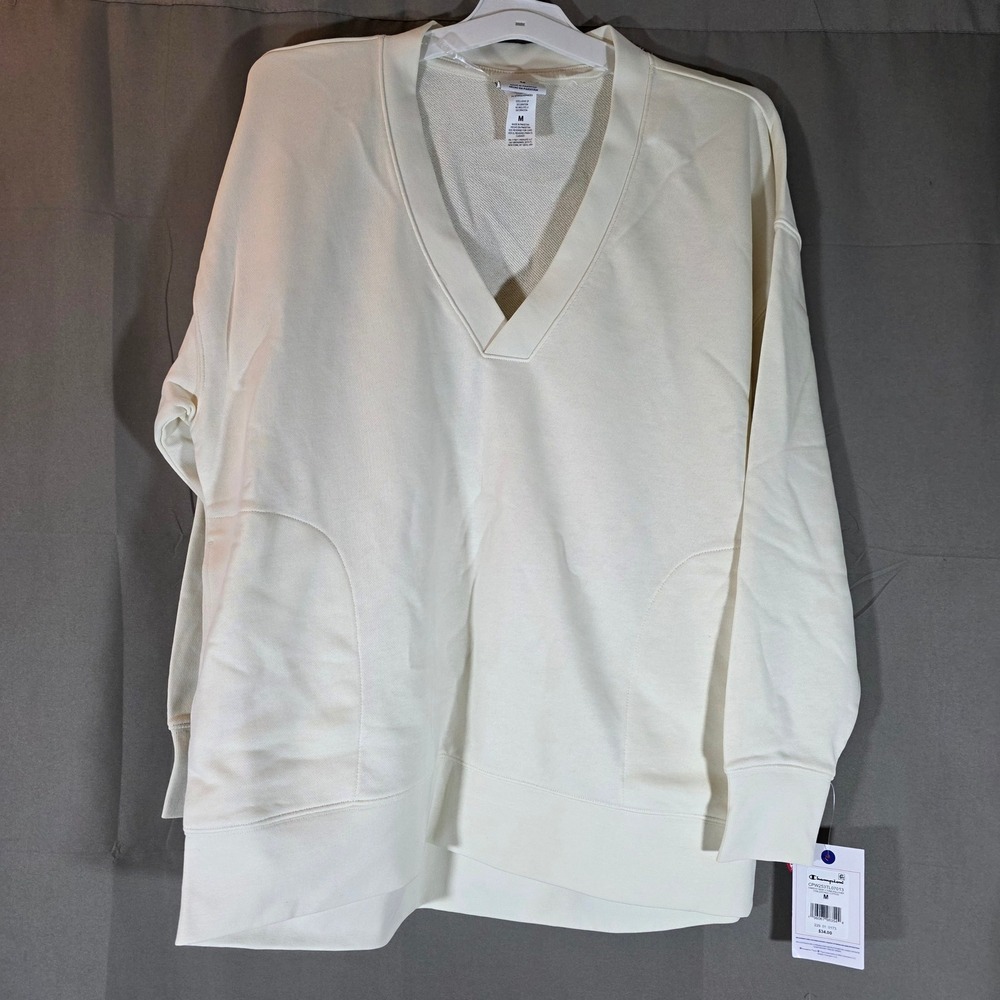 Champion Gameday Deep V Tunic Pullover Unbleached Cotton CPW253TL07013‎ Womens M